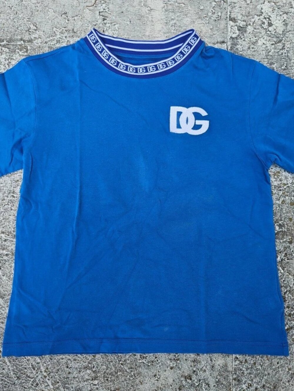 Dolce & Gabbana Kid Boys T Shirt Blue Cotton Short Sleeve Size 7/8 Made Italy